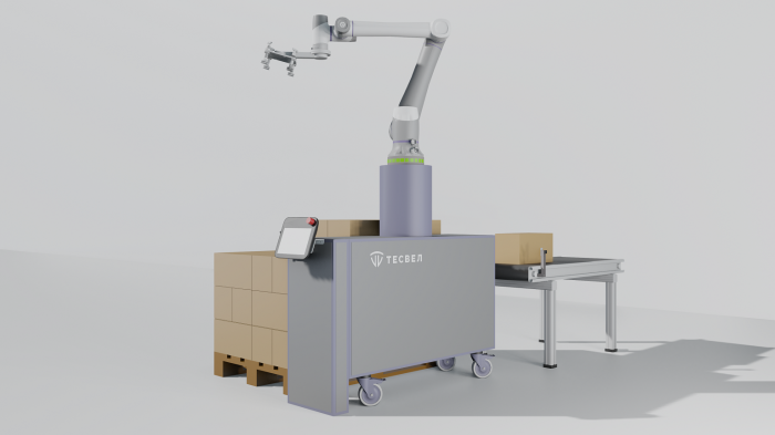 Роботизированная ячейка для паллетирования с одной рабочей зоной GR001