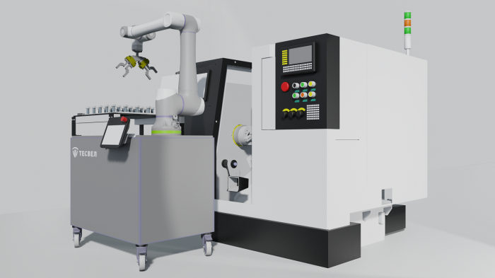 Гибкая роботизированная ячейка для работы со станками GR014