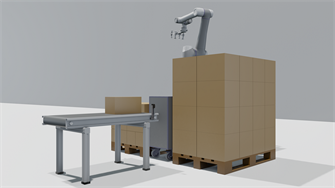 {{photo.Alt || photo.Description || 'Роботизированная ячейка для паллетирования с перемещением картона'}}